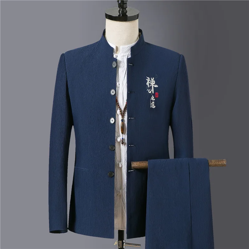 Spring 2019 new men Chinese embroidery suit tothe fashion collar button suit two more times
Spring 2019 new men Chinese embroidery suit tothe fashion collar button suit two more times
