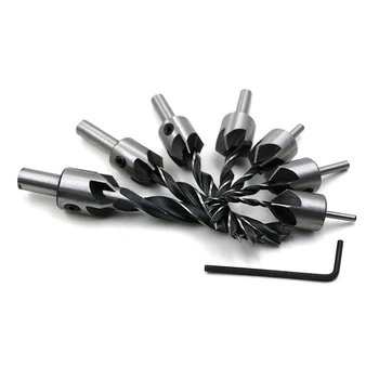 Three - Pointed Woodworking Countersunk Head Drill Bit HSS Woodworking Reaming Chamfering Guide Drill Bits For Power Hand Tools