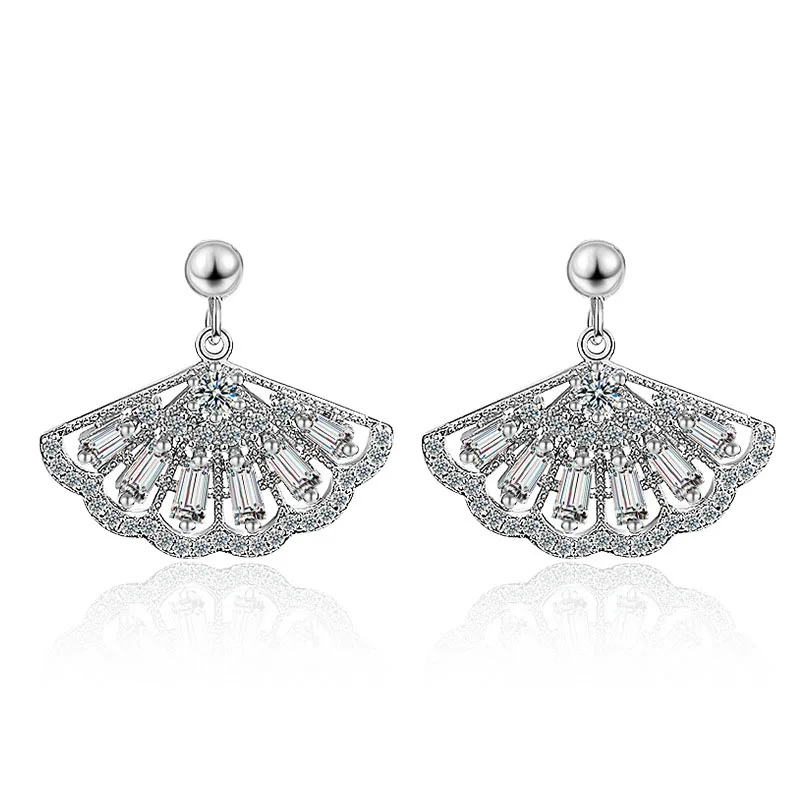 Fashion Vintage Silver Crystal Fan Shape Stud Earrings For Girls Women Rose Gold Temperament Party Earring Jewelry
Fashion Vintage Silver Crystal Fan Shape Stud Earrings For Girls Women Rose Gold Temperament Party Earring Jewelry