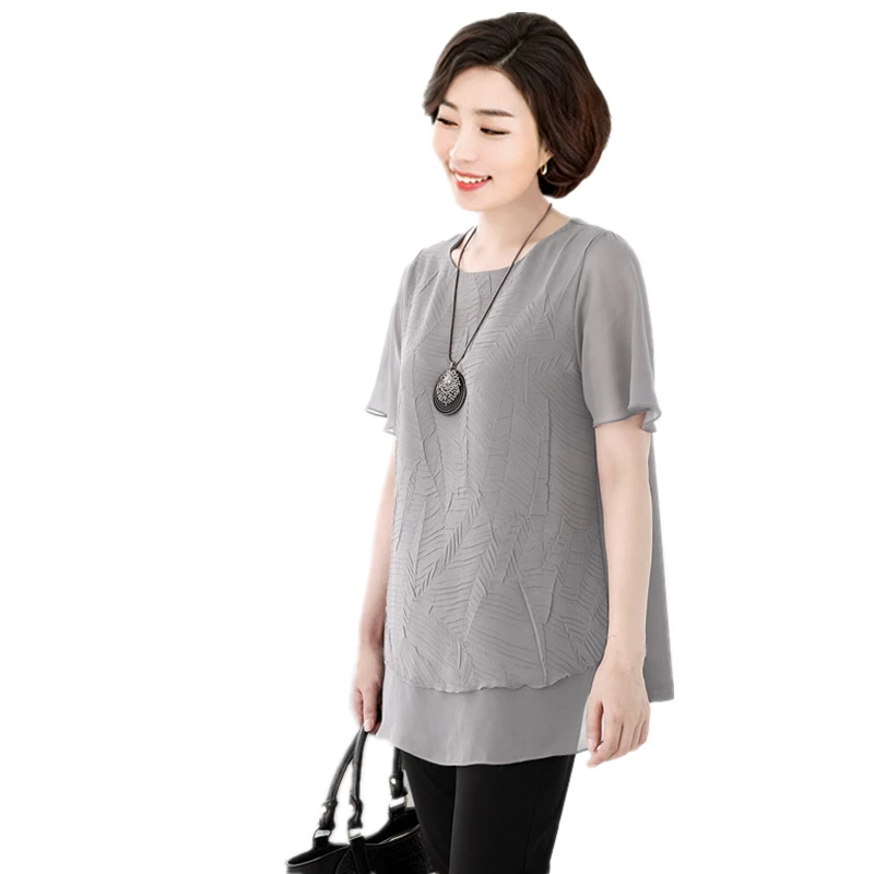 Mother Middle Aged Women Big Size 5XL6Xl 7XL Pleated Chiffon Blouse Summer Short Sleeves Fake 2 piece Plus Size Tops Ladies
Mother Middle Aged Women Big Size 5XL6Xl 7XL Pleated Chiffon Blouse Summer Short Sleeves Fake 2 piece Plus Size Tops Ladies