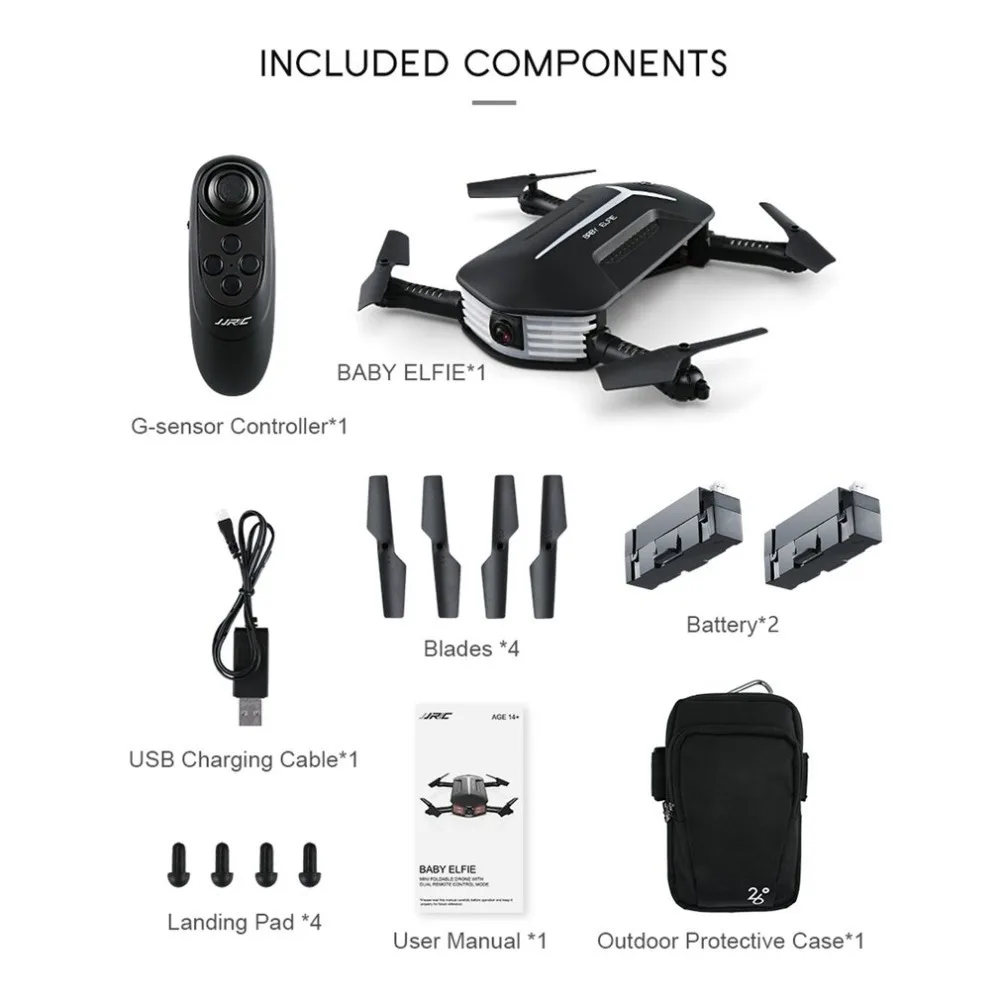 JJR/C H37 Mini BABY ELFIE Drone 2.4G 4CH 6-Axis Wi-Fi FPV Foldable RC Quadcopter With 2 Batteries 720P Camera Altitude Hold
JJR/C H37 Mini BABY ELFIE Drone 2.4G 4CH 6-Axis Wi-Fi FPV Foldable RC Quadcopter With 2 Batteries 720P Camera Altitude Hold