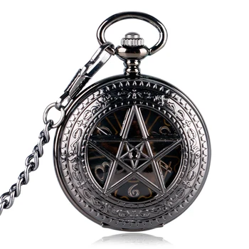Vintage Supernatural Pentagram Crown Pattern Dial Steampunk Hand-winding Mechanical Men Women Pocket Watch Chain Gift Relojes
Vintage Supernatural Pentagram Crown Pattern Dial Steampunk Hand-winding Mechanical Men Women Pocket Watch Chain Gift Relojes