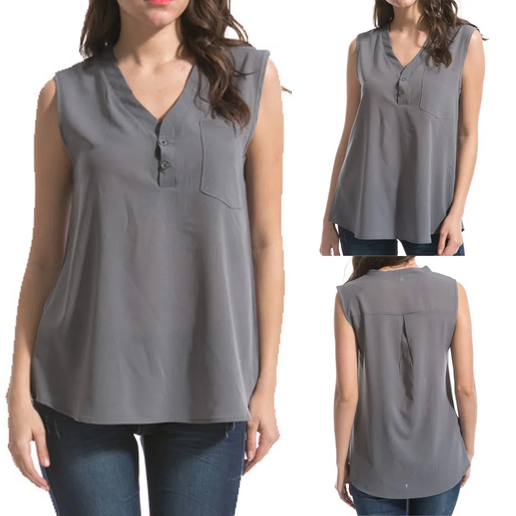 KLV 2019 Haut Femme Shirts Fashion Women Summer Loose Plus Size Casual Solid Color V-Neck Button Sleeveless Modis Tops Tees %35
KLV 2019 Haut Femme Shirts Fashion Women Summer Loose Plus Size Casual Solid Color V-Neck Button Sleeveless Modis Tops Tees %35