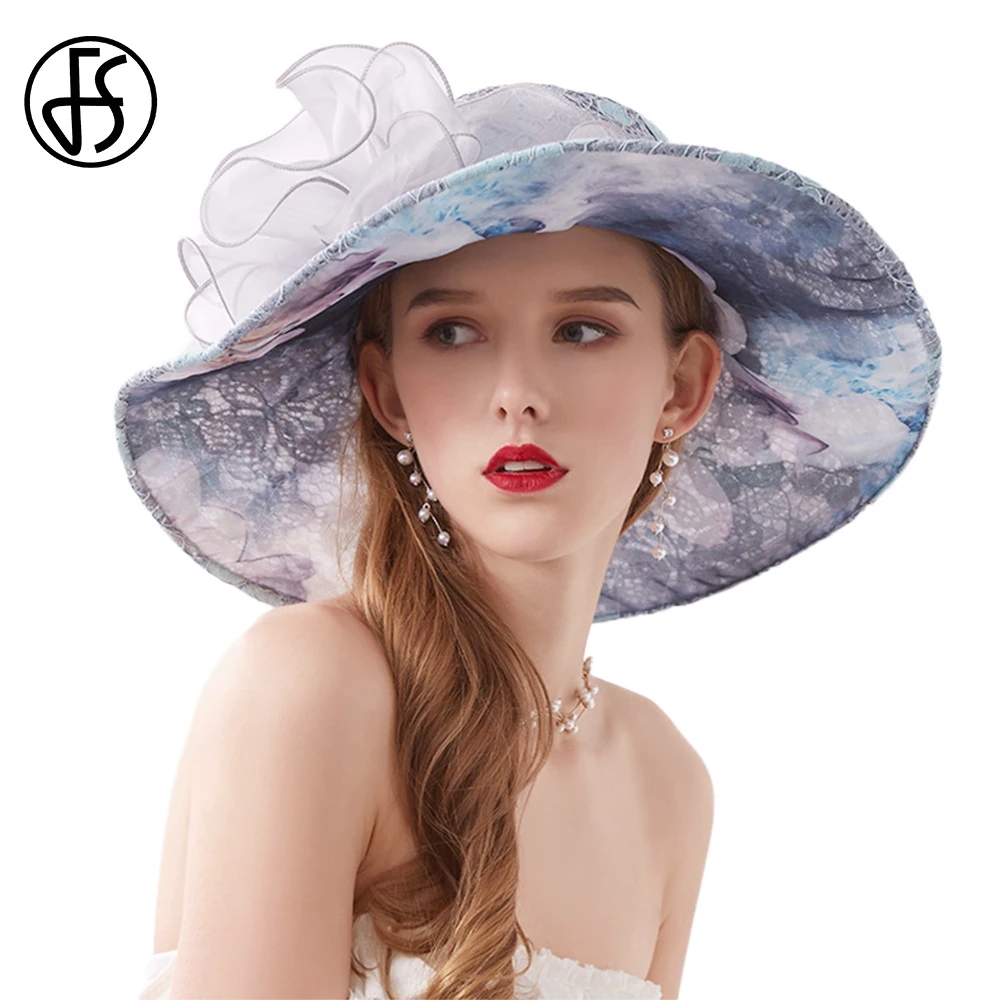 FS Wide Brim Chiffon Lace Kentucky Derby Hats For Women Elegant With Flower Blue Pink Wedding Dress Church Fedora Chapeau Femme
FS Wide Brim Chiffon Lace Kentucky Derby Hats For Women Elegant With Flower Blue Pink Wedding Dress Church Fedora Chapeau Femme