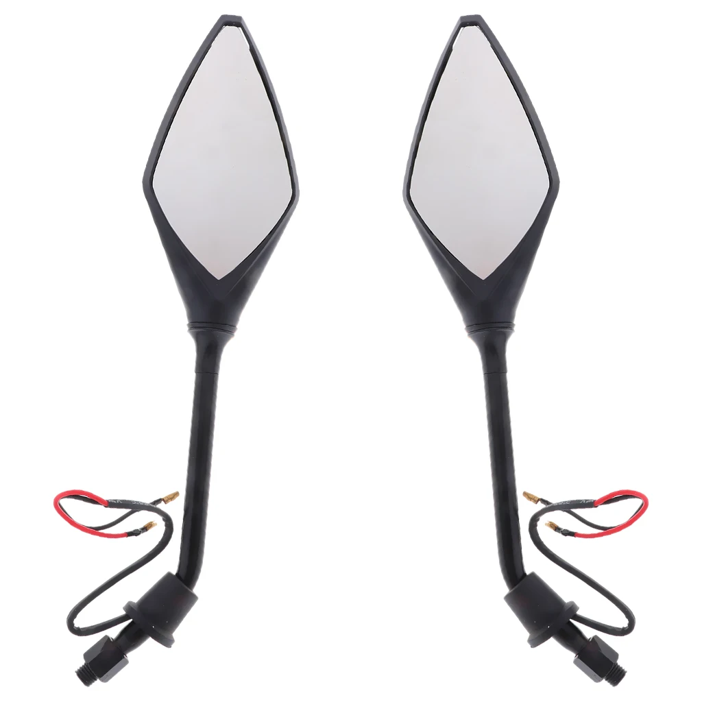 4X Universal 10mm Motorcycle Rearview Side Mirrors LED Turn Signal Red/Black High Toughness and Smooth Surface ABS Shell Glass