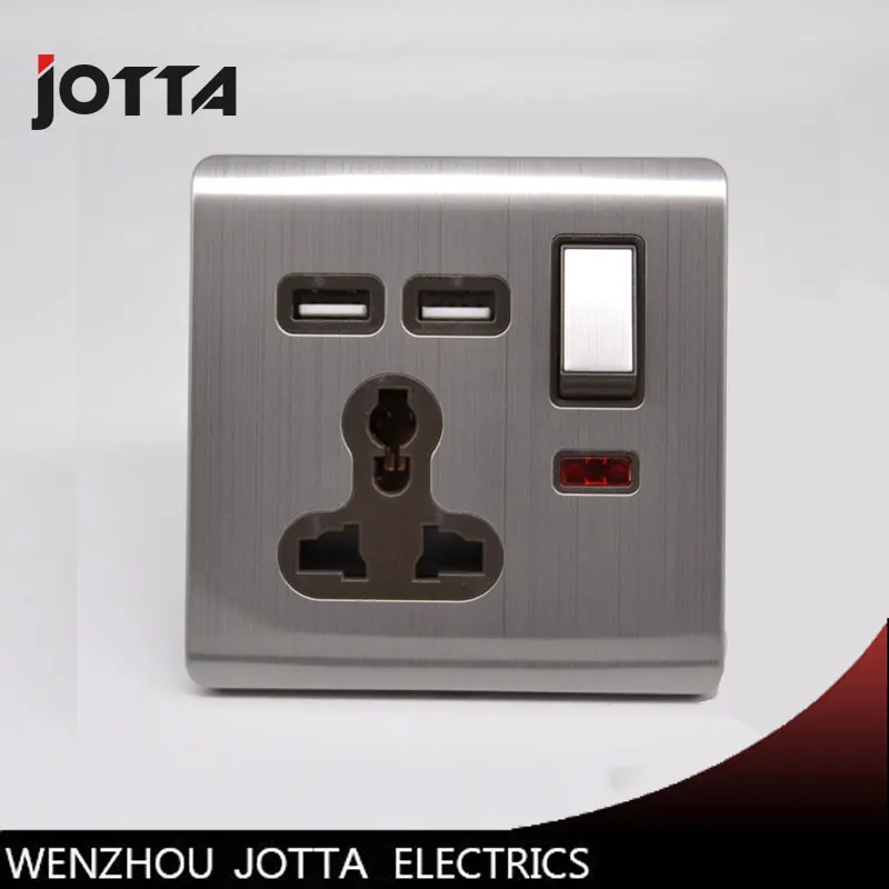 universal wall socket 13A with switch double USB socket stainless steel wire wall socket
universal wall socket 13A with switch double USB socket stainless steel wire wall socket