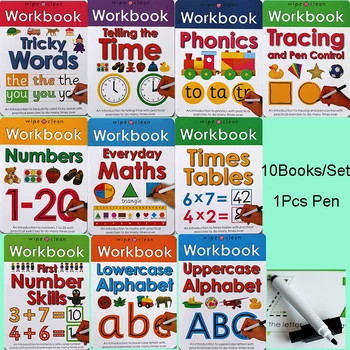10 Books/Set Wipe Clean Workbooks Learn ABC Alphabet/Times/Maths/Number Tricky Phonics Words Children Kids English Writing Book
10 Books/Set Wipe Clean Workbooks Learn ABC Alphabet/Times/Maths/Number Tricky Phonics Words Children Kids English Writing Book