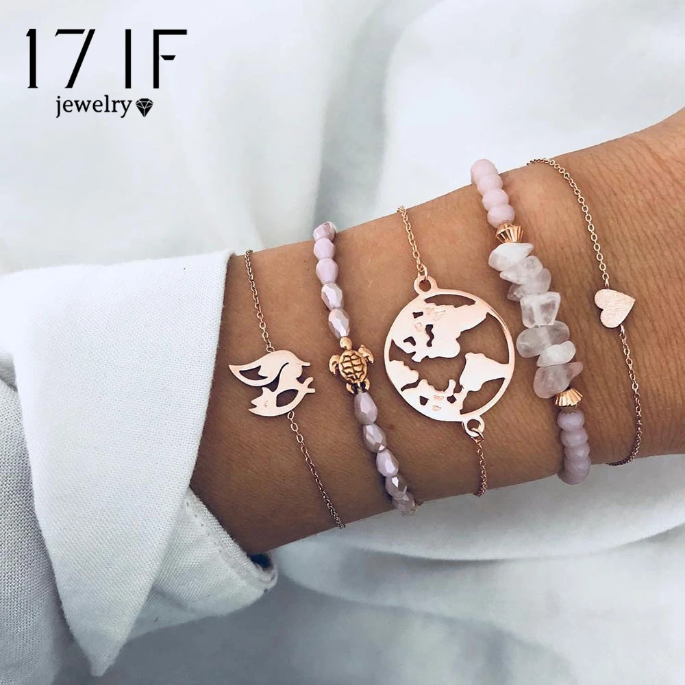17IF 5 Pcs/Set Bohemian Ocean Map Heart Turtle Charm Bracelets Bangles For Women Pink Stone Bracelets Sets Jewelry Gifts 2019
17IF 5 Pcs/Set Bohemian Ocean Map Heart Turtle Charm Bracelets Bangles For Women Pink Stone Bracelets Sets Jewelry Gifts 2019
