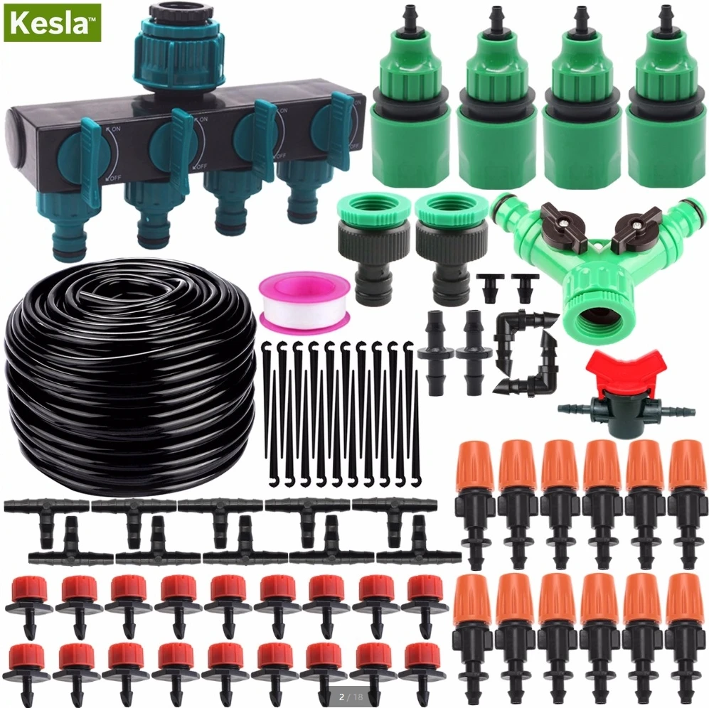 KESLA 35M Micro Drip Irrigation Watering Kit Automatic Garden Plant Greenhouse Irrigation System & Adjustable Dripper Atomizer
KESLA 35M Micro Drip Irrigation Watering Kit Automatic Garden Plant Greenhouse Irrigation System & Adjustable Dripper Atomizer