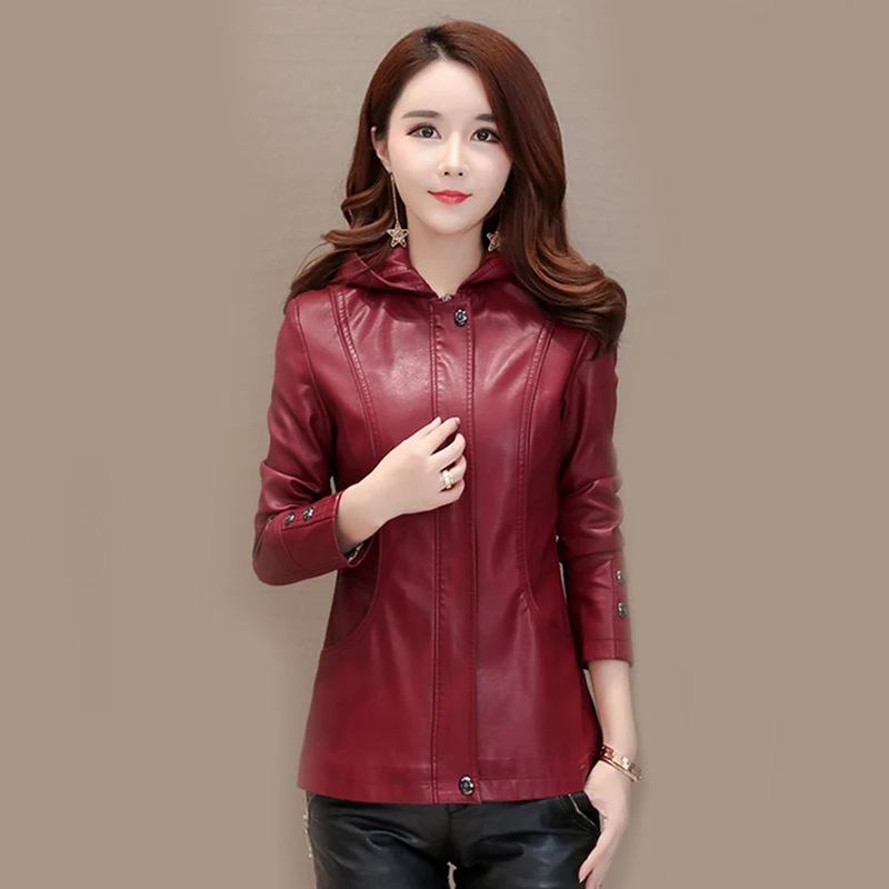 WERTUIOP Spring 2019 New Women Leather Jacket Large Size S-4XL Short Hooded Motorcycle Leather Coat Outerwear Female Clothing
WERTUIOP Spring 2019 New Women Leather Jacket Large Size S-4XL Short Hooded Motorcycle Leather Coat Outerwear Female Clothing