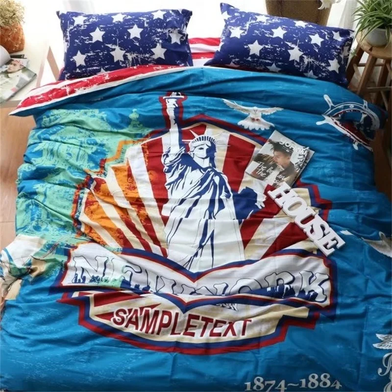 America Style USA Statue of Liberty Bedding Set Queen Size Quilt Cover Pillowcase Bed Sheets 100% Cotton Printed Bedroom Sets
America Style USA Statue of Liberty Bedding Set Queen Size Quilt Cover Pillowcase Bed Sheets 100% Cotton Printed Bedroom Sets
