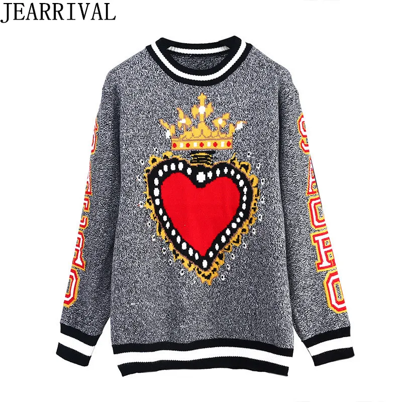 Brand Fashion Oversized Sweater 2019 Autumn Winter Women Runway Pullovers Long Sleeve Crown Heart Knitted Jumper Tops Pull Femme
Brand Fashion Oversized Sweater 2019 Autumn Winter Women Runway Pullovers Long Sleeve Crown Heart Knitted Jumper Tops Pull Femme