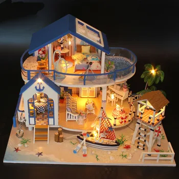 DIY Luxury Seaside Villa Furniture New Wooden Puzzle Dollhouse Toys With LED Light Romantic Handmade Xmas Gift Doll House Kits
DIY Luxury Seaside Villa Furniture New Wooden Puzzle Dollhouse Toys With LED Light Romantic Handmade Xmas Gift Doll House Kits