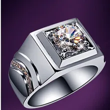 Solid 14K White Gold AU585 Ring 1CT Diamond Men's Engagement Ring Popular Jewelry For Male Pure Gold Never Fade Solid 14K White Gold AU585 Ring 1CT Diamond Men's Engagement Ring Popular Jewelry For Male Pure Gold Never Fade