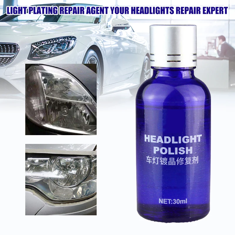 New Arrival 1 Set 30ml 9H Hardness Car Head Light Repair Super Hydrophobic Glass Coating Polish + Sponge Cloth