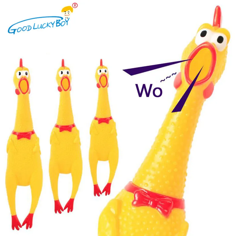 

32cm Funny Vent Pinch Toys Screaming Chicken Rubber Rooster Tricky Joke Stress Reliever Attract Dog Pet Toys For Children