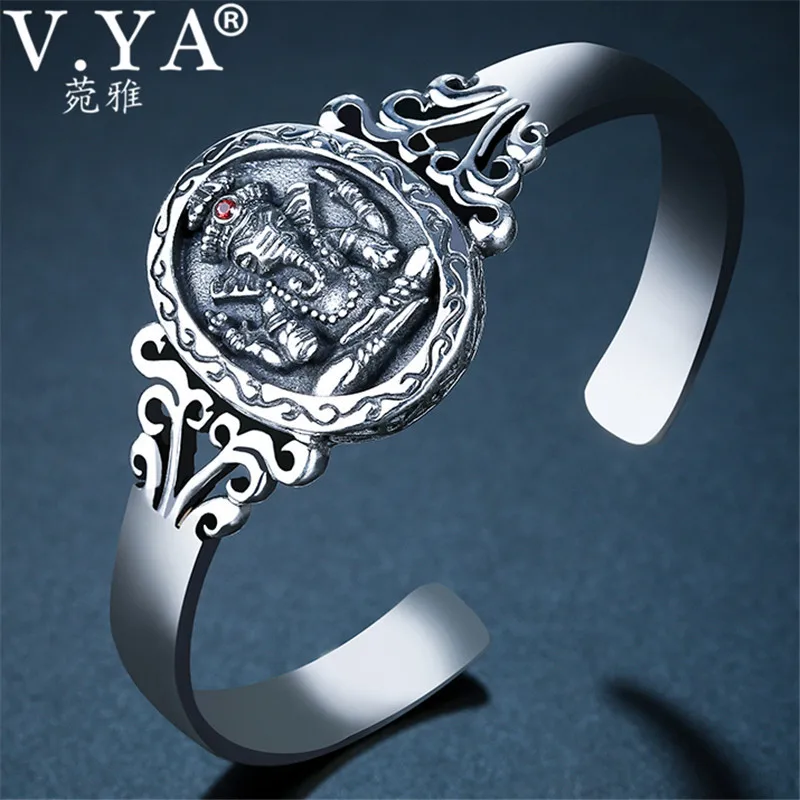 V.YA 925 Sterling Silver Elephant Bangle Bracelet for Women Men Retro Indian Ganesha God Bangles Luxury Jewelry Accessories
V.YA 925 Sterling Silver Elephant Bangle Bracelet for Women Men Retro Indian Ganesha God Bangles Luxury Jewelry Accessories