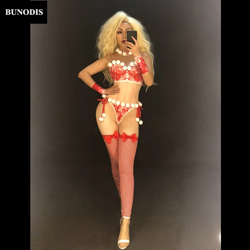 ZD399 Christmas Style Women Sexy Red Jumpsuit Small White Ball Bodysuit Nightclub Party Stage Wear Dancer Singer Bling Costumes
ZD399 Christmas Style Women Sexy Red Jumpsuit Small White Ball Bodysuit Nightclub Party Stage Wear Dancer Singer Bling Costumes