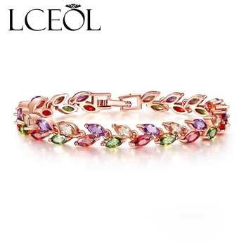 LCEOL New Rose Gold Color Female Bracelet for Women Colorful Charm Cubic Zircon Strand Bracelet & Bangle
LCEOL New Rose Gold Color Female Bracelet for Women Colorful Charm Cubic Zircon Strand Bracelet & Bangle