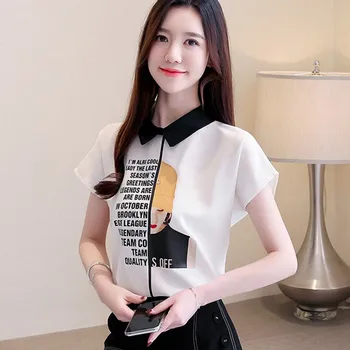 Summer Casual Letter Print Pullover Chiffon Blouse Women Short Sleeve Shirt Loose Print Blouses fashion
Summer Casual Letter Print Pullover Chiffon Blouse Women Short Sleeve Shirt Loose Print Blouses fashion