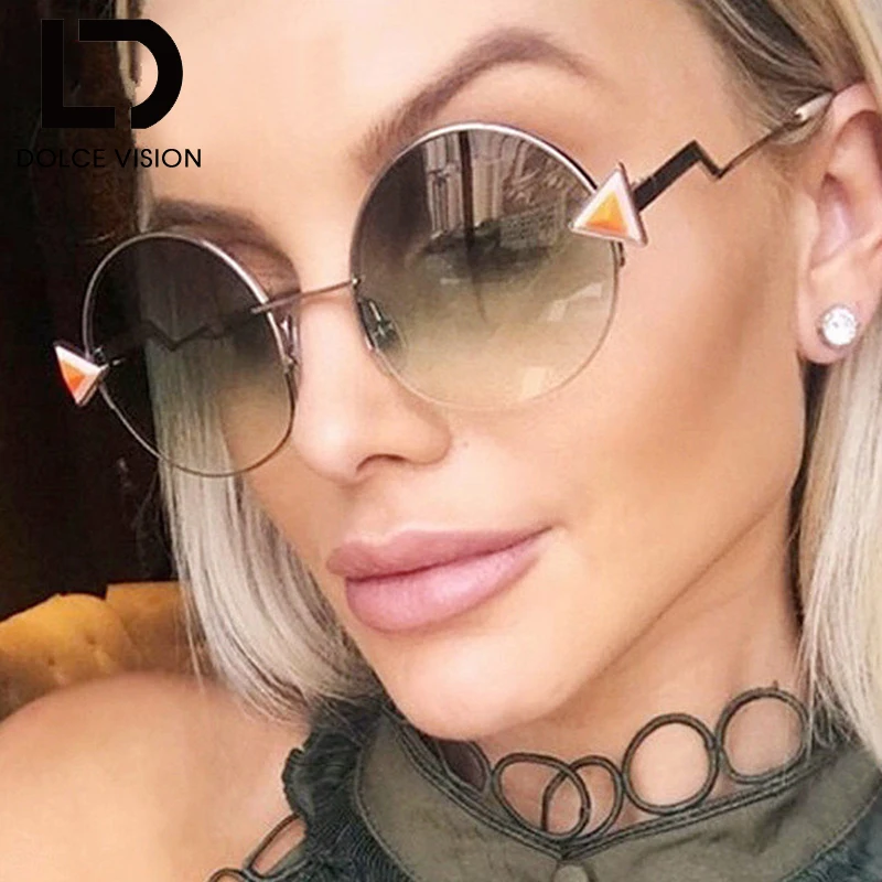 DOLCE VISION Retro Big Size Mirror Round Sunglasses Women Metal Gold Frame Triangle Shades Sun Glasses For Women Oculos Female
DOLCE VISION Retro Big Size Mirror Round Sunglasses Women Metal Gold Frame Triangle Shades Sun Glasses For Women Oculos Female