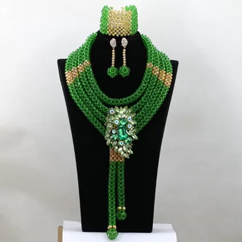 Popular Clear Green Nigerian Wedding African Beads Jewelry Set Crystal Costume Necklace Set For Bride Gift Free Shipping QW070
Popular Clear Green Nigerian Wedding African Beads Jewelry Set Crystal Costume Necklace Set For Bride Gift Free Shipping QW070