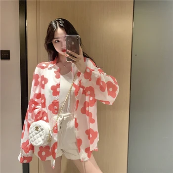 2019 New Women's Shirt Spring Autumn Loose Thin Print Long flowers Wild Shirt Sun Protection Clothing Casual Jacket Female B30
2019 New Women's Shirt Spring Autumn Loose Thin Print Long flowers Wild Shirt Sun Protection Clothing Casual Jacket Female B30
