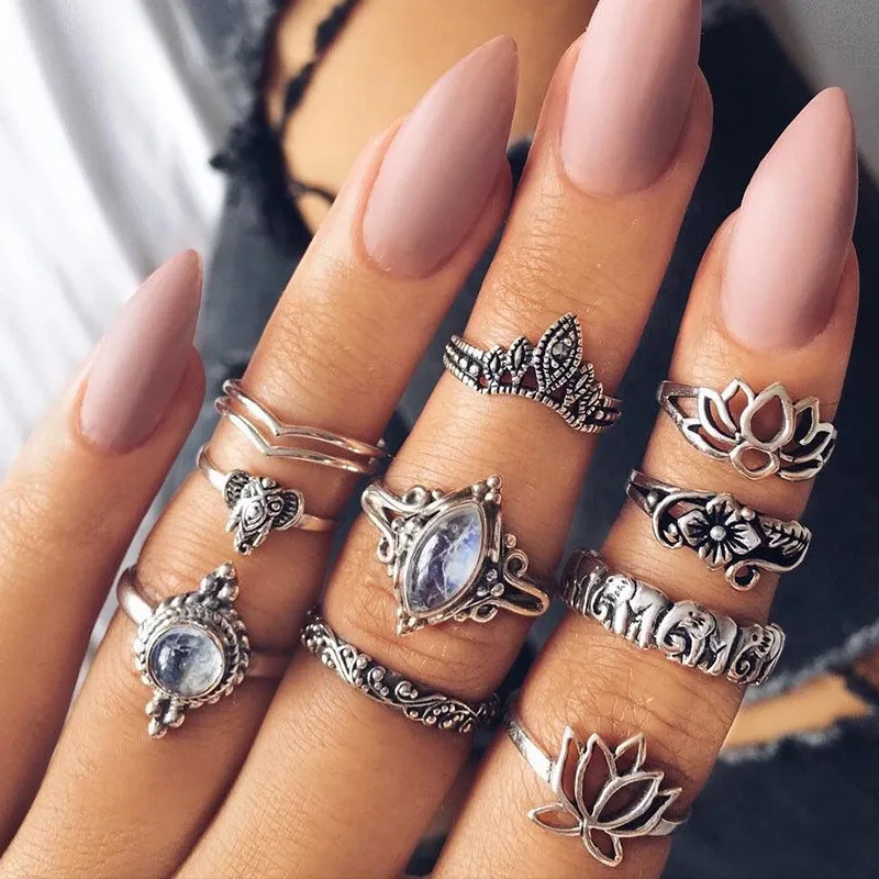 LASPERAL 7-13 Set Vintage Knuckle Hollow Rhinestones Ring Boho Geometric Flower Crown Engagement Ring Set Crystal Finger Jewelry
LASPERAL 7-13 Set Vintage Knuckle Hollow Rhinestones Ring Boho Geometric Flower Crown Engagement Ring Set Crystal Finger Jewelry