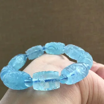 Natural Blue Aquamarine 18x12mm Barrel Craved Beads Bracelet Woman Man Stretch Crystal Bracelet Fashion Healing Stone
Natural Blue Aquamarine 18x12mm Barrel Craved Beads Bracelet Woman Man Stretch Crystal Bracelet Fashion Healing Stone