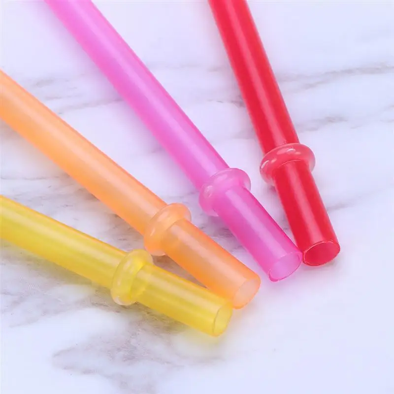 Pure Color Reusable Plastic Thick Drinking Straws Two Colors Threaded
