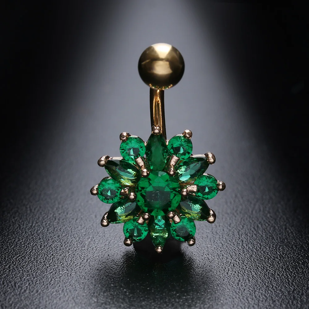 316L Stainless Steel Green Flower Crystal Navel Bars Gold Belly Button Ring Navel Piercing Jewelry
316L Stainless Steel Green Flower Crystal Navel Bars Gold Belly Button Ring Navel Piercing Jewelry