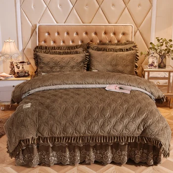 Luxury Ruffle Lace Plush Duvet cover Bedskirt Winter Warm Bedding Set Brown Grey 4/6PCS King Queen size Bed set Pillow shams
Luxury Ruffle Lace Plush Duvet cover Bedskirt Winter Warm Bedding Set Brown Grey 4/6PCS King Queen size Bed set Pillow shams
