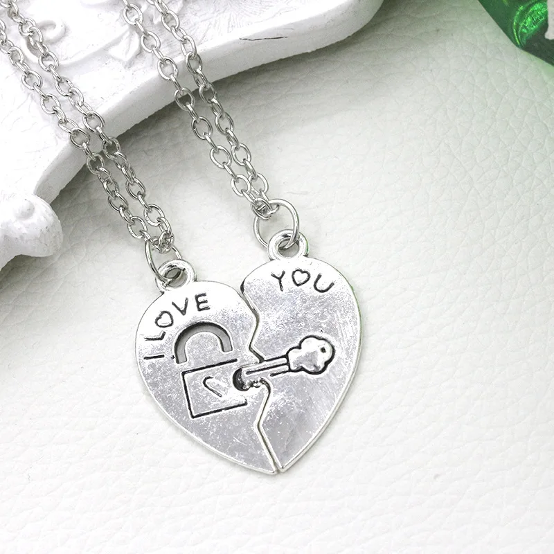 Ожерелье и кулон с серебряным покрытием I Love You Best Friends для влюбленных женщин