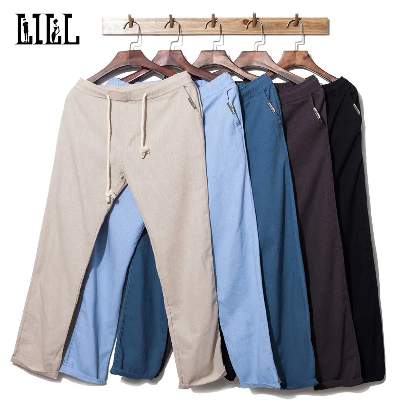 Брюки LILL 5XL мужские хлопковые Брендовые повседневные дышащие тонкие льняные
