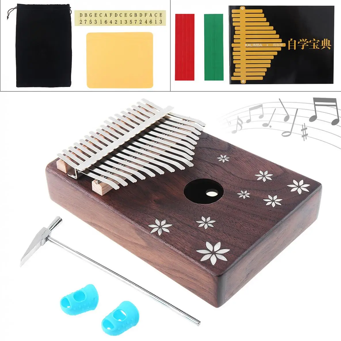 17 Key Mini Kalimba Acacia Wood Thumb Piano with Shell Inlay Seven-leaf Flower Mbira Natural Portable Keyboard Instrument
17 Key Mini Kalimba Acacia Wood Thumb Piano with Shell Inlay Seven-leaf Flower Mbira Natural Portable Keyboard Instrument