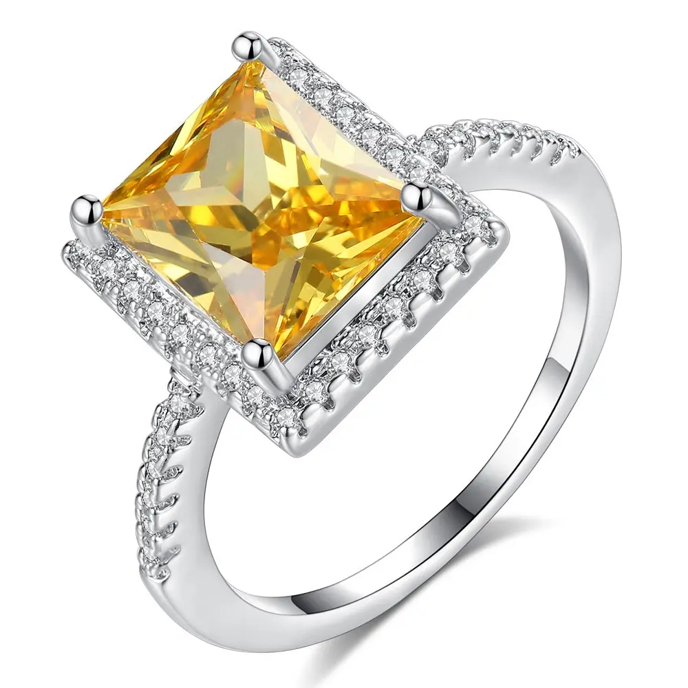 Dovolov Champagne Cubic Zirconia Wedding Rings for Women 2019 New Fashion White Gold Color Statement For Girls Gift A336 | Украшения и