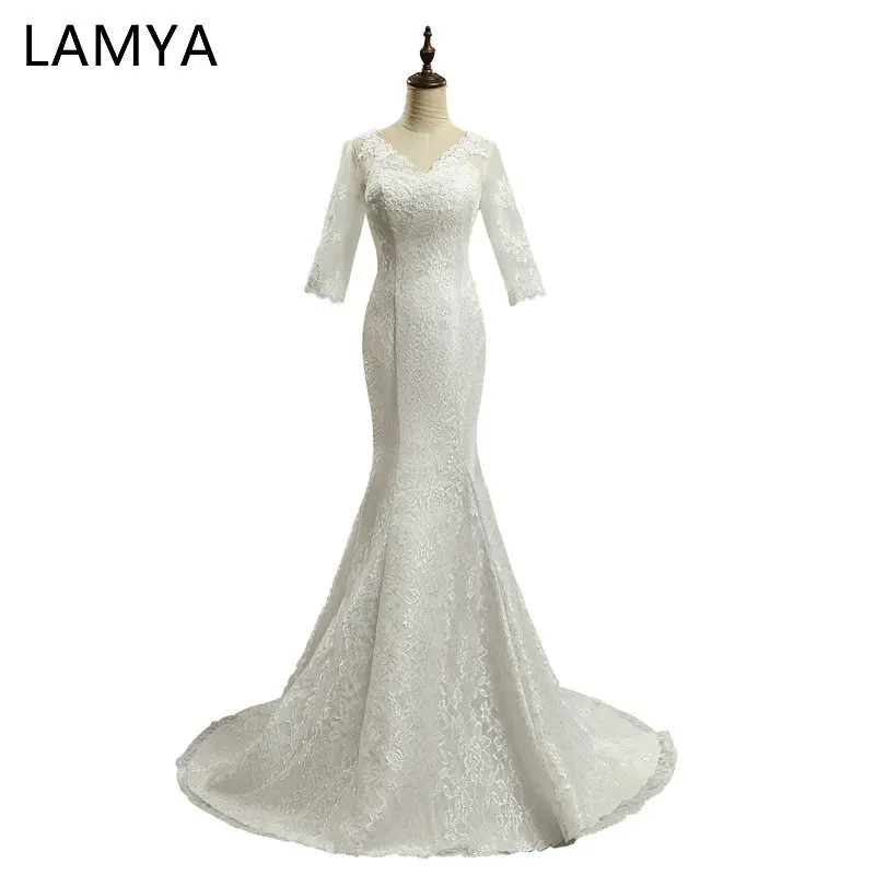 LAMYA Vintage Sexy V Neck Lace Mermaid Bridal Gowns Wedding Dresses With Long Sleeve Fishtail Wedding Dress vestido de noiva
LAMYA Vintage Sexy V Neck Lace Mermaid Bridal Gowns Wedding Dresses With Long Sleeve Fishtail Wedding Dress vestido de noiva