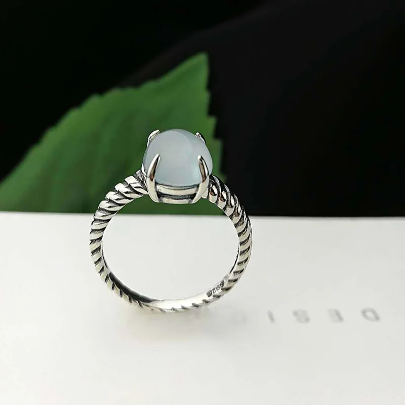 Подлинное Серебро 925 кольцо Аквамарин рождественские подарки для женщин