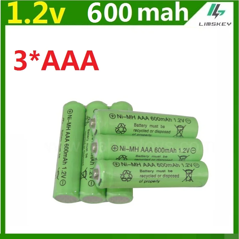 Rechargeable 3 pcs AAA Battery 600mAh 1.2V Ni-MH 3A Neutral Battery 500 Times Charging for Flashlight Toys Electronic Etc.
Rechargeable 3 pcs AAA Battery 600mAh 1.2V Ni-MH 3A Neutral Battery 500 Times Charging for Flashlight Toys Electronic Etc.