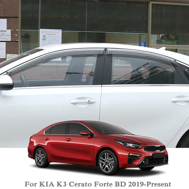4PCS Car Styling Awnings Shelters Window Visors rain eyebrow For KIA K3 Cerato Forte BD 2019 2020 External Auto Accessories 
4PCS Car Styling Awnings Shelters Window Visors rain eyebrow For KIA K3 Cerato Forte BD 2019 2020 External Auto Accessories