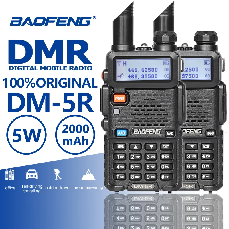 

2pcs Baofeng DM-5R Digital Radios Portatiles Uhf Vhf DMR Walkie Talkie 10 Km DMR Radio CB Hf Transceiver Baofeng Uv-5r Uv5r Plus