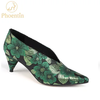 Phoentin satin Grandma's shoes flower printing spike mid heels pointed toe beautiful women pumps green 2019 new arrival FT719
Phoentin satin Grandma's shoes flower printing spike mid heels pointed toe beautiful women pumps green 2019 new arrival FT719