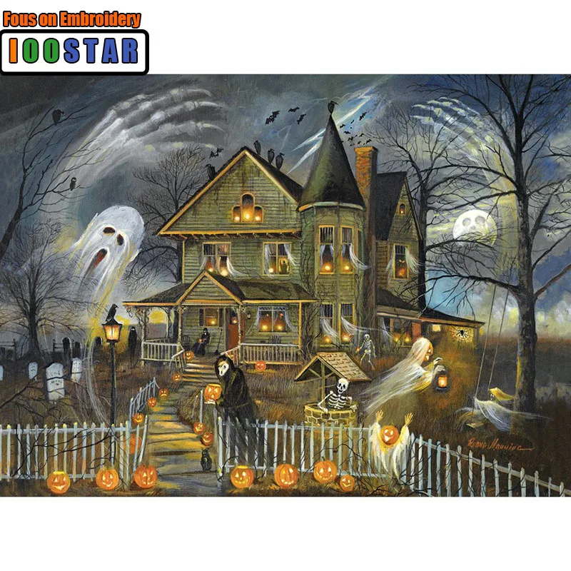 Алмазная 5D картина сделай сам с полными стразами вышивка Дом на Хэллоуин мозаика