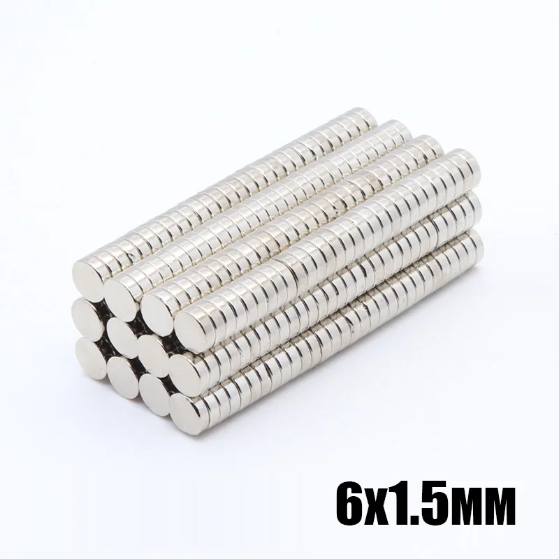 

1000pcs 6 x 1.5 mm Powerful Super Strong Permanent Magnet 6x1.5 mm N35 Small Round Rare Earth Neo Neodymium Magnets