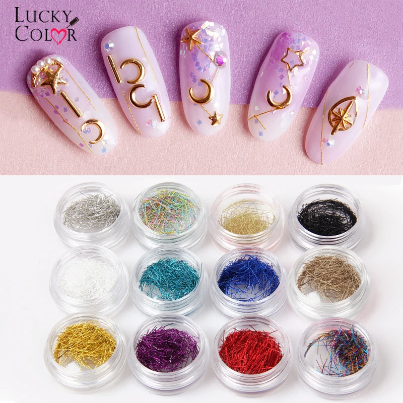 12 Pots 3D Metallic Nail Sequins Mixed Color Gold Silver Laser Silk Thread Line Adhesive Hologram Sticker Holographic DIY Tool
12 Pots 3D Metallic Nail Sequins Mixed Color Gold Silver Laser Silk Thread Line Adhesive Hologram Sticker Holographic DIY Tool