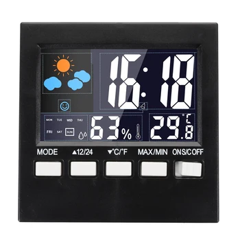 Portable Digital Thermometer Calender Clock Home Bedside Snooze Alarm Timer Clock Backlight Weather Forecast Hydrometer Function
Portable Digital Thermometer Calender Clock Home Bedside Snooze Alarm Timer Clock Backlight Weather Forecast Hydrometer Function