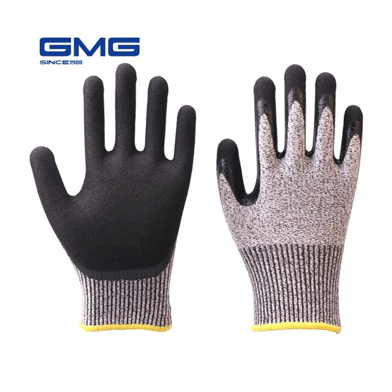 3 пары защитных перчаток 2018 GMG серые против вырезания HPPE оболочка черные