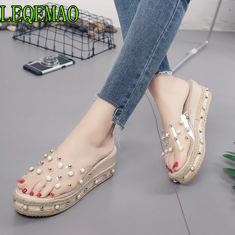 Women Summer Slippers Platform Wedges 2019 Sexy Beading Slides Thick Heel Open Toes Sandals 6
Women Summer Slippers Platform Wedges 2019 Sexy Beading Slides Thick Heel Open Toes Sandals 6