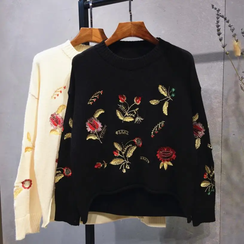 autumn and winter embroidery flowers loose pullovers sweater women's jaqueta feminina
autumn and winter embroidery flowers loose pullovers sweater women's jaqueta feminina