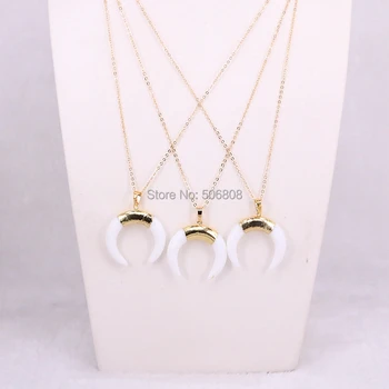 5 Strands Zyunz Jewelry Crescent Moon Bull Bone Pendant Necklace Women Double Horn Drusy Gold Chain Necklace for Female
5 Strands Zyunz Jewelry Crescent Moon Bull Bone Pendant Necklace Women Double Horn Drusy Gold Chain Necklace for Female